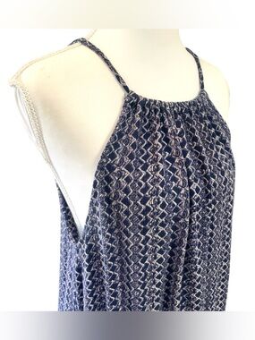 Cost Plus World Market Navy and White Patterned Maxi Dress